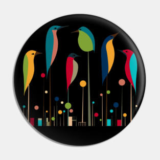 Retro Mid-Century Modern Birds 50s 60s Style Pin