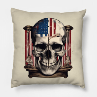 American Flag Skull Hourglass Pillow