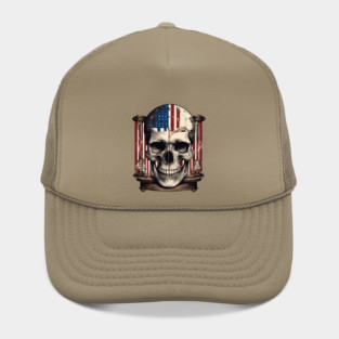 American Flag Skull Hourglass Hat