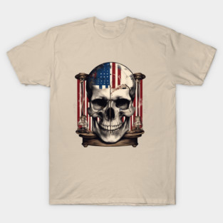American Flag Skull Hourglass T-Shirt