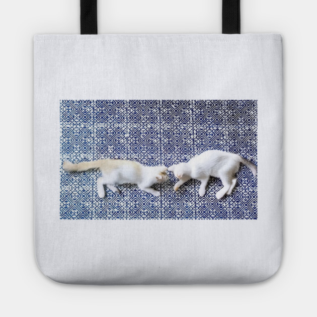 Hmong Harmony – Playful Cats in Tribal Pattern Tote by Pimcolle