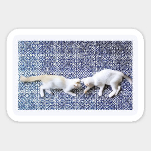 Hmong Harmony – Playful Cats in Tribal Pattern Sticker