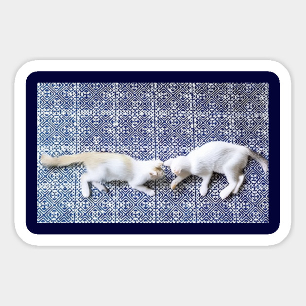 Hmong Harmony – Playful Cats in Tribal Pattern Magnet by Pimcolle