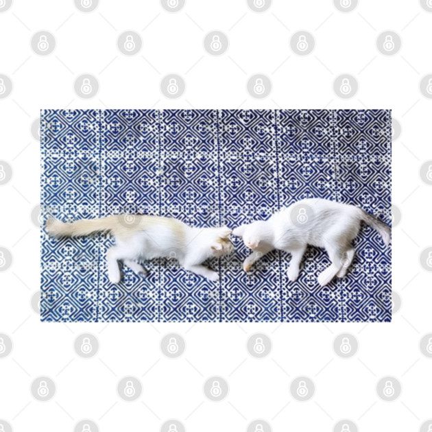 Hmong Harmony – Playful Cats in Tribal Pattern by Pimcolle