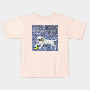Joyful Pup – Playful Dog in Hmong Tribal Harmony Kids T-Shirt
