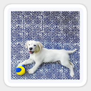 Joyful Pup – Playful Dog in Hmong Tribal Harmony Sticker