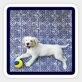 Joyful Pup – Playful Dog in Hmong Tribal Harmony Magnet