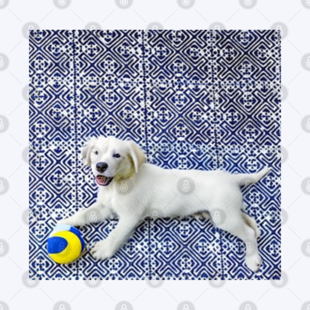 Joyful Pup – Playful Dog in Hmong Tribal Harmony by Pimcolle