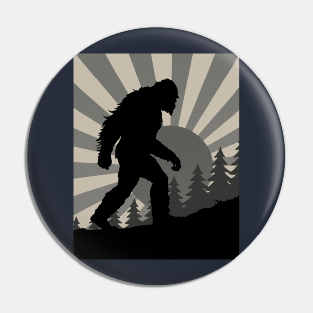 Retro Bigfoot Walking Silhouette in Vintage Grayscale Forest Scene  📝 Description: Pin by DonWillisJrArt