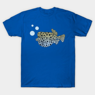 Playful Spotted Pufferfish Cartoon with Bubbles – Fun Ocean Animal Illustration for Sea Life Fans T-Shirt