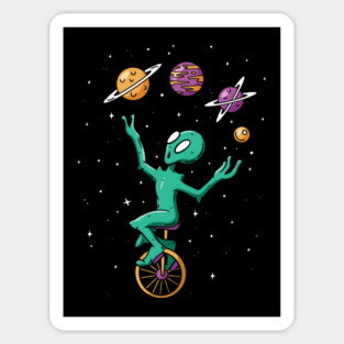 Planet Juggling Alien Sticker