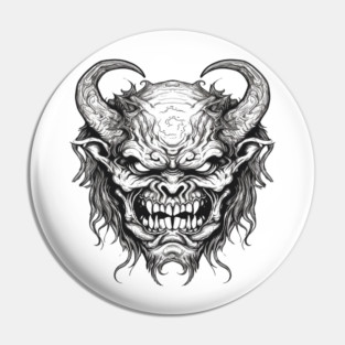 Fierce Demon Monster Head Art | Dark Fantasy Creature Illustration | Gothic Horror Beast Design Pin