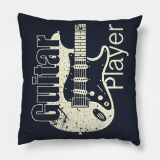Guitar Player. Stratocaster Grunge Style Pillow