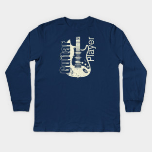 Guitar Player. Stratocaster Grunge Style Kids Long Sleeve T-Shirt