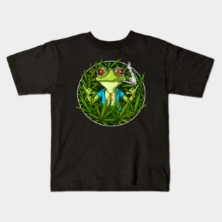 Frog Pet Funny Marijuana Frog Smoking Pot Joint Weed Frog Kids T-Shirt