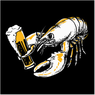 Lobster Pet Drinking Beer Funny Lobster Posters and Art