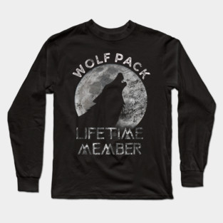 Lifetime Wolf Pack Member Dogs Funny Howling Wolves Lover Long Sleeve T-Shirt