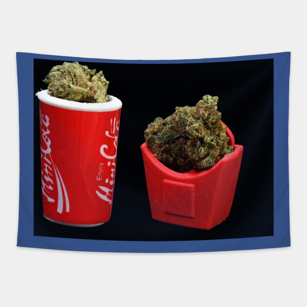 Soda and Fries - Weed Design Tapestry by MrGreenGenes420