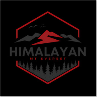 Himalayan Mt Everest Base Camp Geometric Mountain Hiking Posters and Art