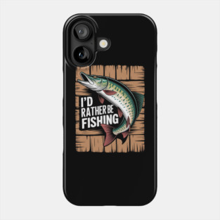 Rather Be Fishing Wood Fish Awesome Black Sports Gift Phone Case