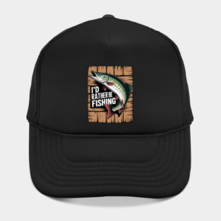 Rather Be Fishing Wood Fish Awesome Black Sports Gift Hat