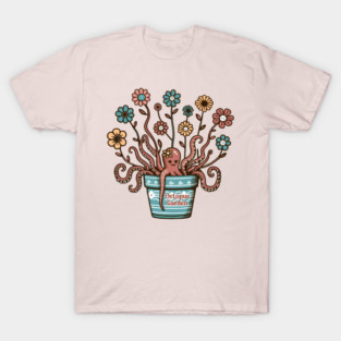Octopus Garden, whimsical illustration, cute octopus, gardening, Girls woman tees T-Shirt
