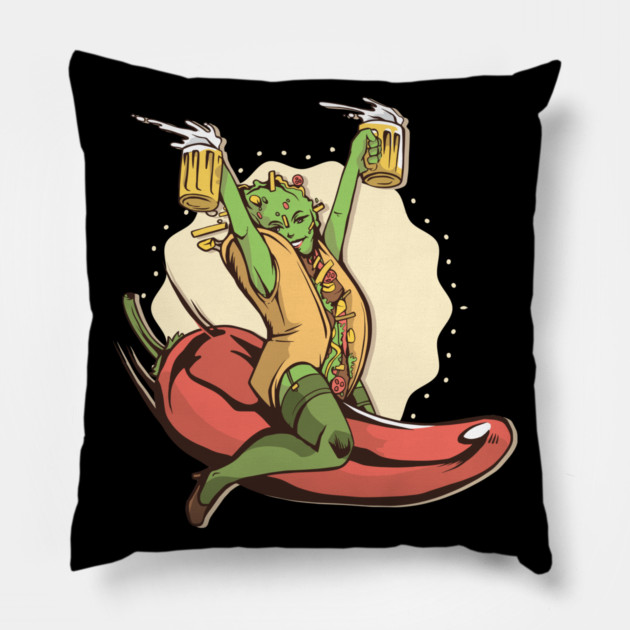 Hot Taco Girl Pillow by Cosmo Gazoo