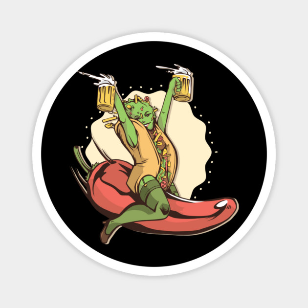 Hot Taco Girl Magnet by Cosmo Gazoo