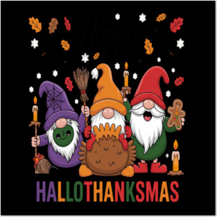 Gnome happy hallothanksmas pumpskin Posters and Art
