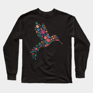 Subtle Anti Trump Floral Hummingbird Hidden Message Long Sleeve T-Shirt