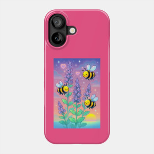 Bumblebee Garden in Sunset Glow – Pastel Chillwave Catmint Art Phone Case