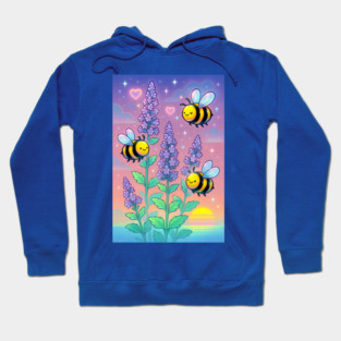 Bumblebee Garden in Sunset Glow – Pastel Chillwave Catmint Art Hoodie