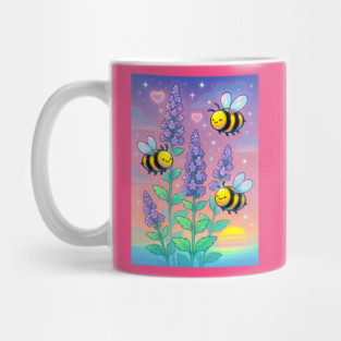 Bumblebee Garden in Sunset Glow – Pastel Chillwave Catmint Art Mug
