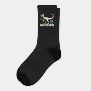 Mine Dinosaur Gold Coal Miner Dinosaurs Mining T-Rex Socks