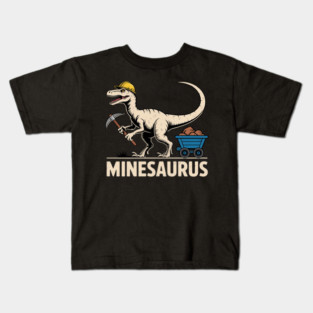 Mine Dinosaur Gold Coal Miner Dinosaurs Mining T-Rex Kids T-Shirt