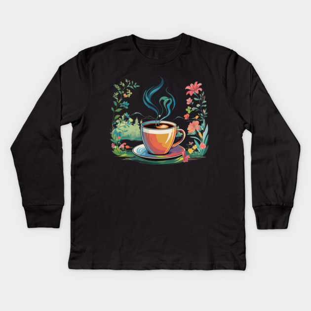 Caffeine & Calm Kids Long Sleeve T-Shirt by SR8891