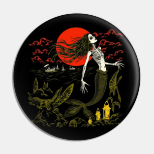 Mermaid Ghoul – Spooky Undead Mermaid Summerween Horror Fantasy Design Pin