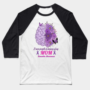 I Wear Purple Mom Remembrance Awareness Support Tribute, Purple Ribbon Mom Memorial Family Support Cause Design Baseball T-Shirt