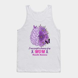 I Wear Purple Mom Remembrance Awareness Support Tribute, Purple Ribbon Mom Memorial Family Support Cause Design Tank Top