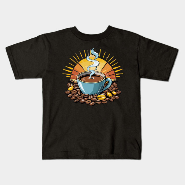 Coffee Theme Brewtiful Mornings Kids T-Shirt by SR8891