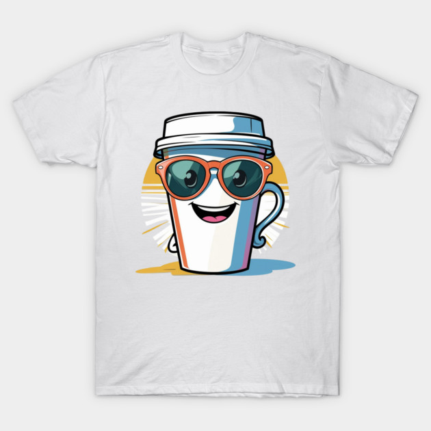 Coffee Theme  Cool Coffee Cup Sunglasses T-Shirt by SR8891