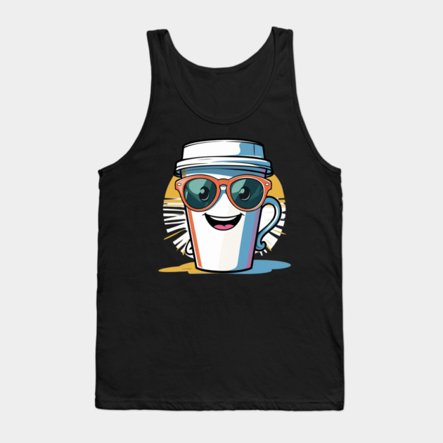 Coffee Theme  Cool Coffee Cup Sunglasses Tank Top by SR8891