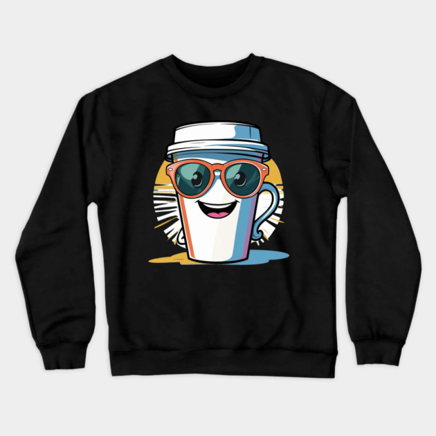 Coffee Theme  Cool Coffee Cup Sunglasses Crewneck Sweatshirt by SR8891