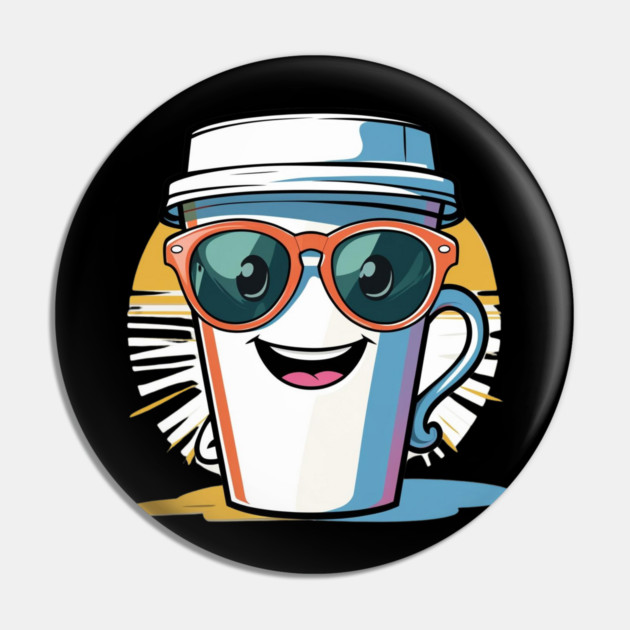 Coffee Theme  Cool Coffee Cup Sunglasses Pin by SR8891