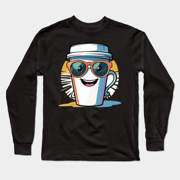 Coffee Theme  Cool Coffee Cup Sunglasses Long Sleeve T-Shirt by SR8891
