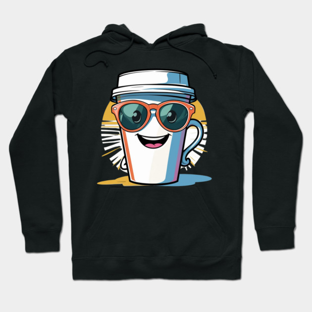 Coffee Theme  Cool Coffee Cup Sunglasses Hoodie by SR8891