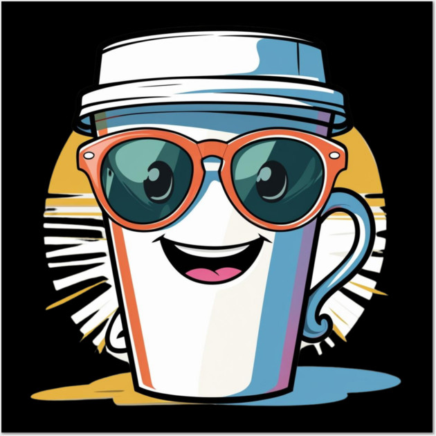 Coffee Theme  Cool Coffee Cup Sunglasses Wall Art by SR8891