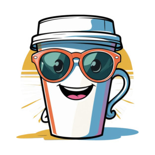 Coffee Theme  Cool Coffee Cup Sunglasses T-Shirt