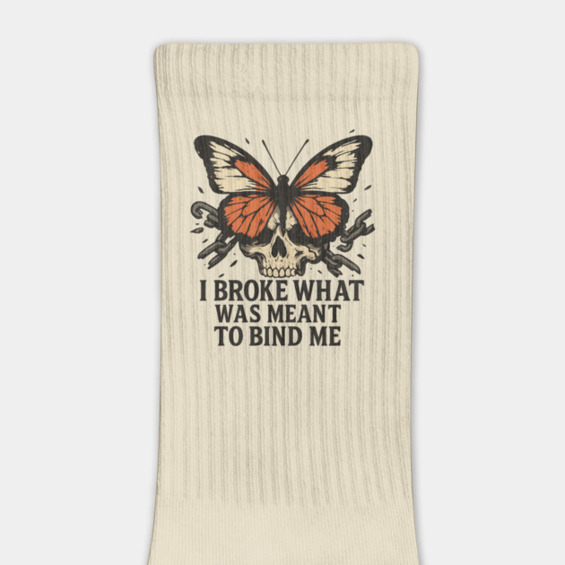 I Broke What Was Meant to Bind Me – Butterfly, Skull & Chain Liberation Design by Anne Lee