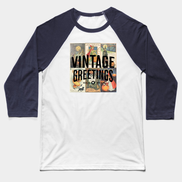 Vintage Greetings Baseball T-Shirt by casualteesinc